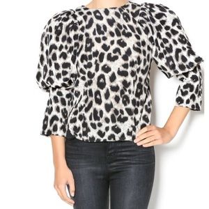 Gracia Black and White Leopard Print Top